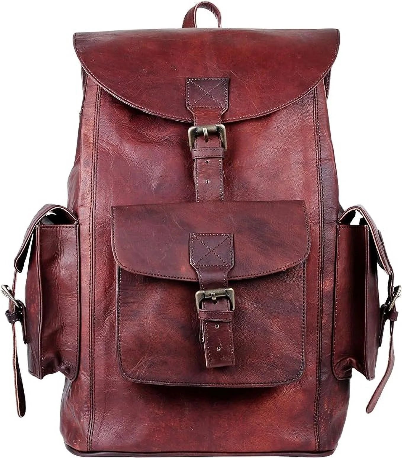 Vintage Genuine Leather Backpack for Men and Women Men’S Retro Classic Shoulder Rucksack Leather Travel Bags for College