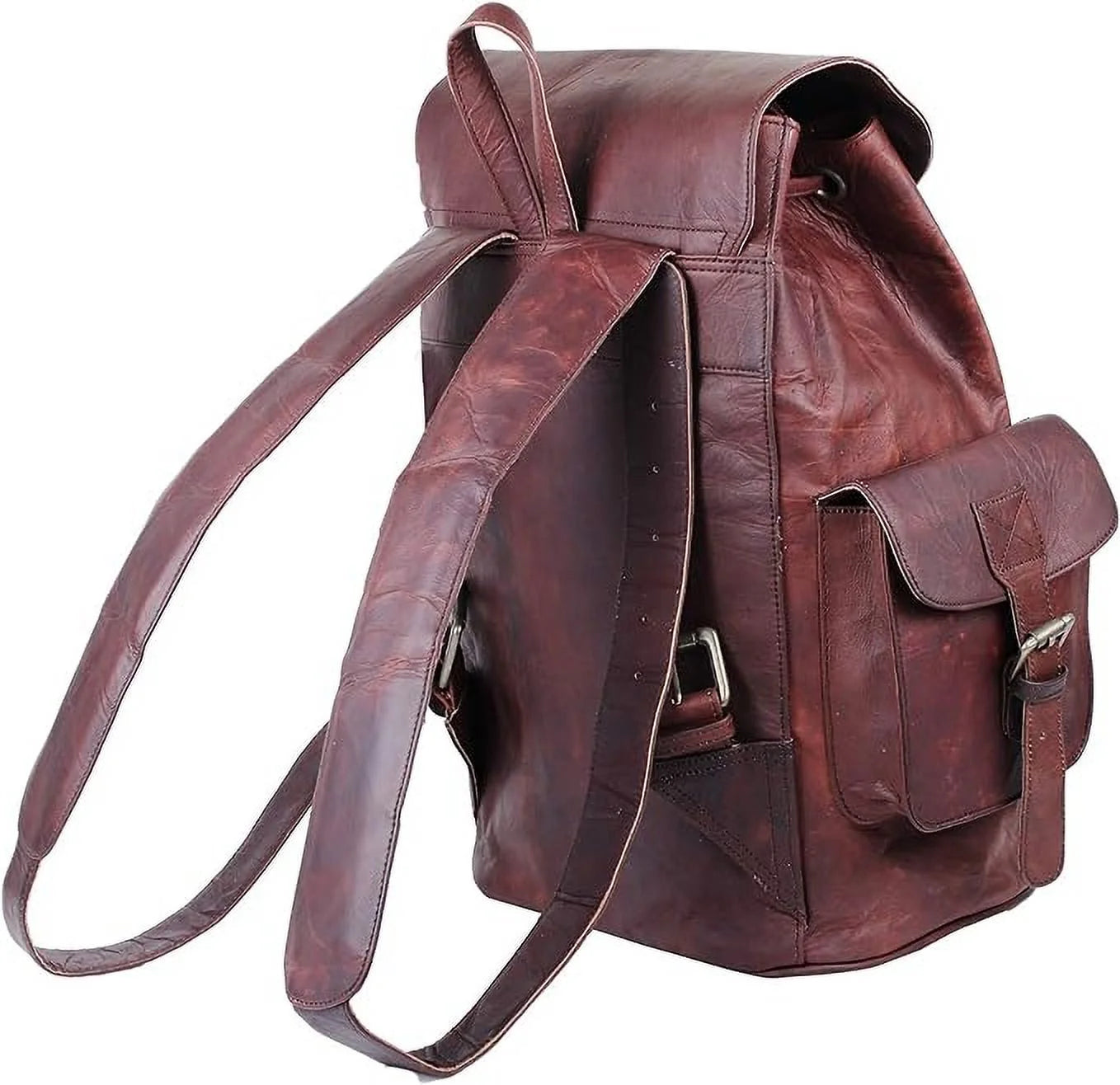 Vintage Genuine Leather Backpack for Men and Women Men’S Retro Classic Shoulder Rucksack Leather Travel Bags for College
