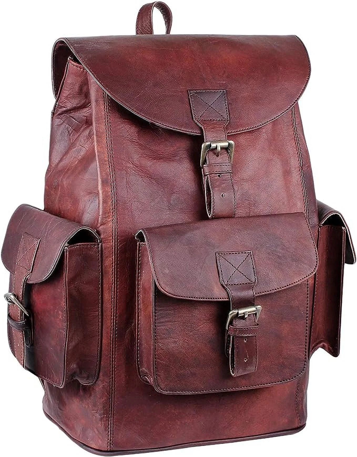 Vintage Genuine Leather Backpack for Men and Women Men’S Retro Classic Shoulder Rucksack Leather Travel Bags for College